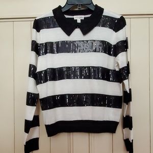 Collared Long Sleeve Striped Top